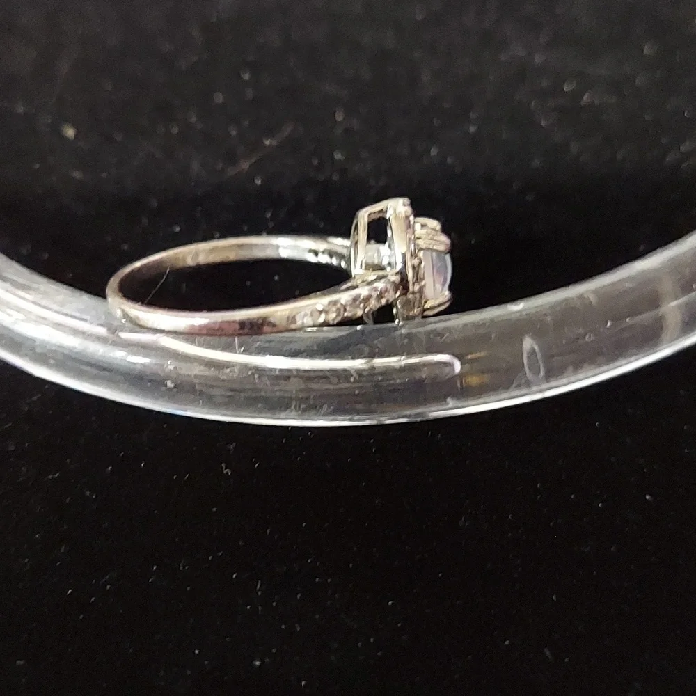 Sterling 925 opalescent and cubic zirconia ring Size 7 - Picture 4 of 4